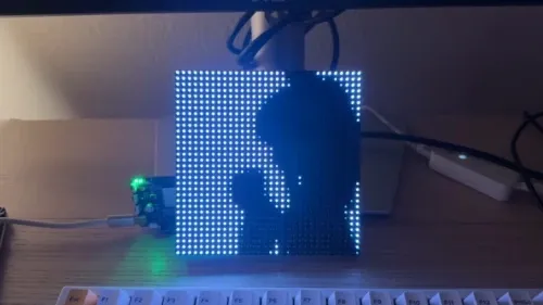 An LED matrix playing the Bad Apple video.