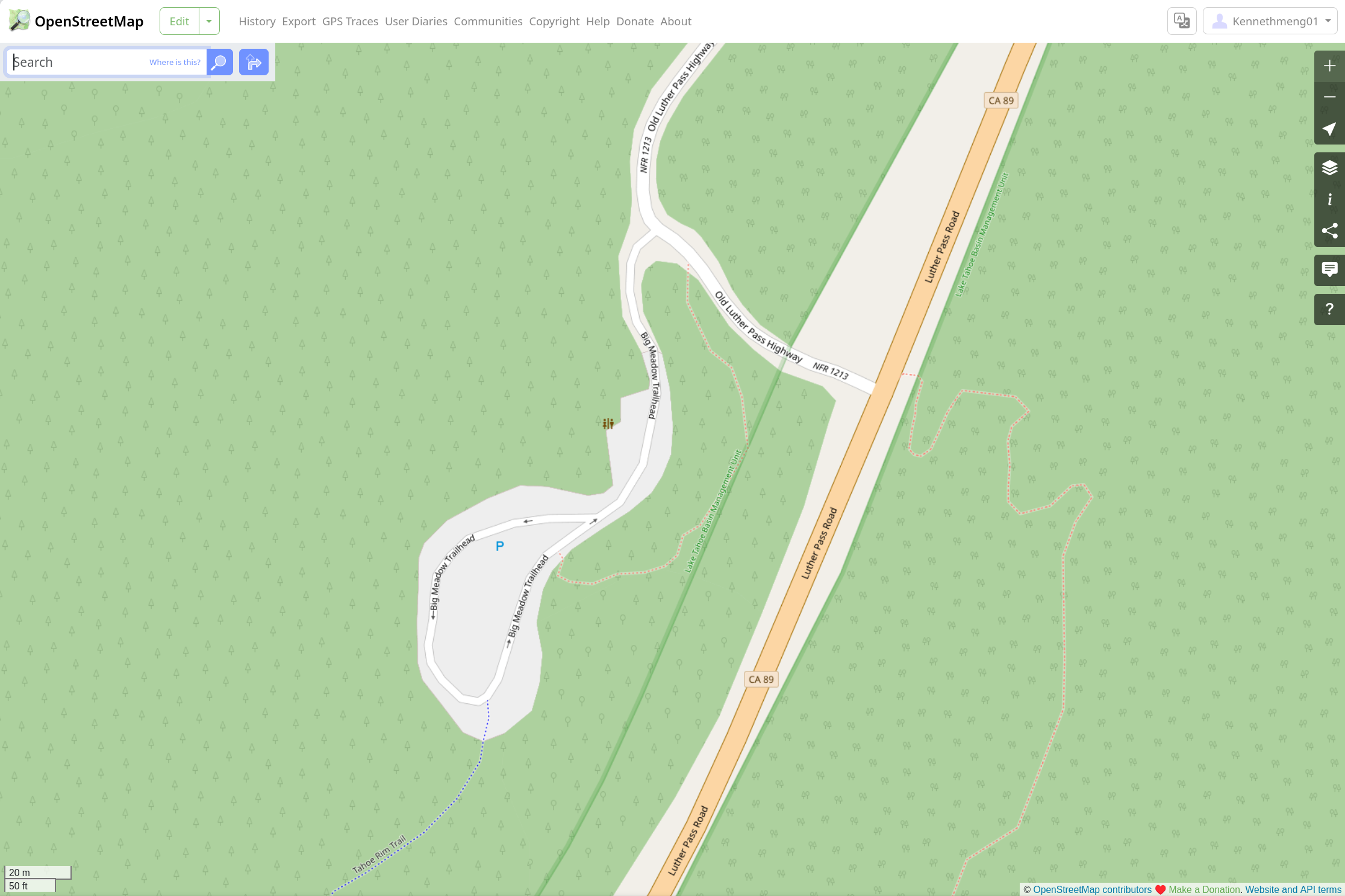 Map showing the new trail